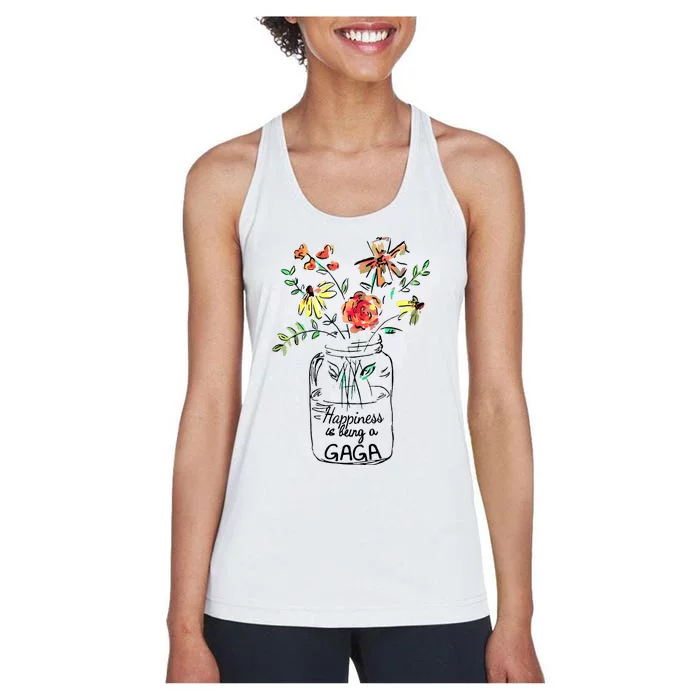 Happiness Is Being Gaga Life Flower Artgrandma Women's Racerback Tank