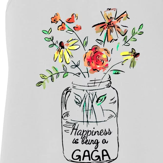 Happiness Is Being Gaga Life Flower Artgrandma Women's Racerback Tank