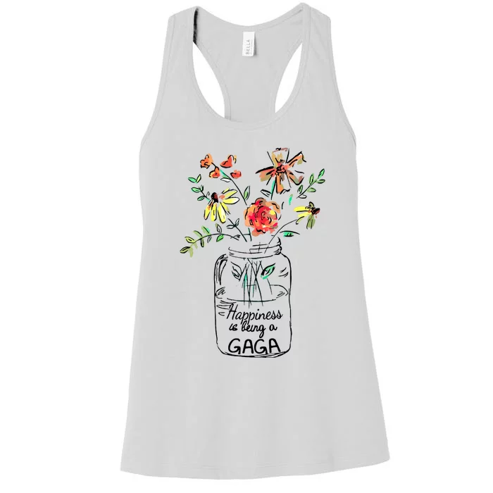 Happiness Is Being Gaga Life Flower Artgrandma Women's Racerback Tank