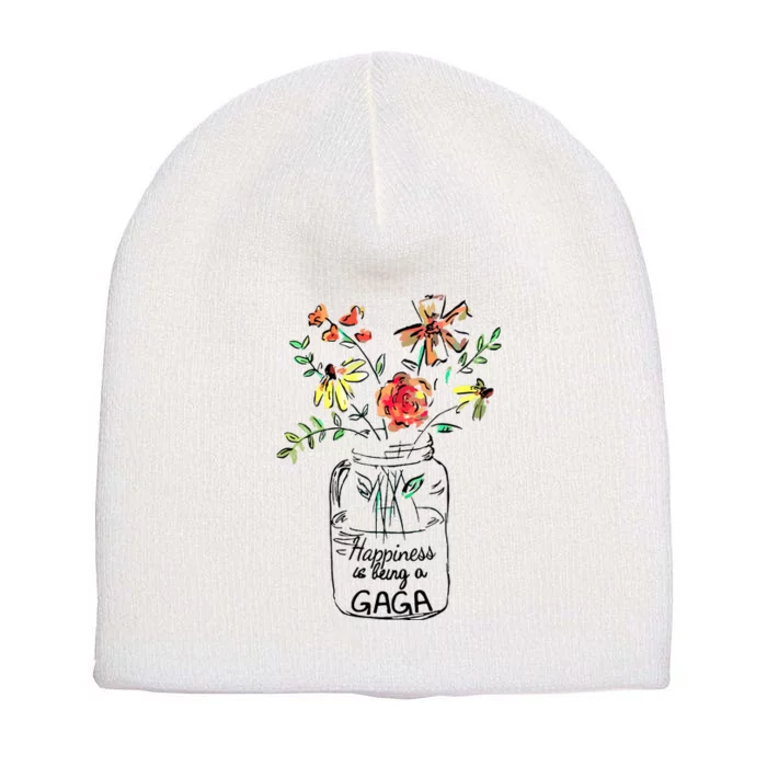 Happiness Is Being Gaga Life Flower Artgrandma Short Acrylic Beanie