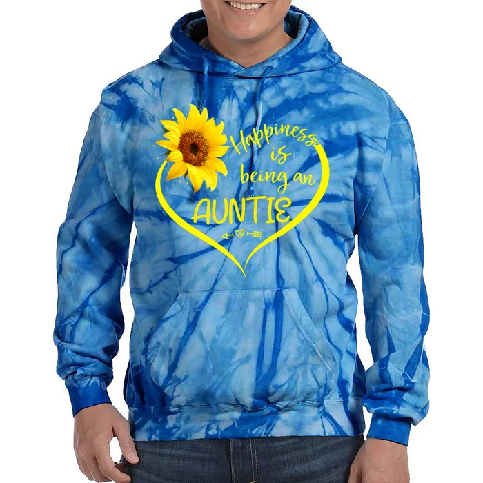 Happiness Is Being An Auntie / Aunt Heart Cute Gift Tie Dye Hoodie