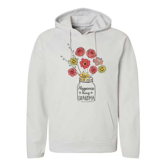 Happiness Is Being A Grandma Flower Mother's Day Performance Fleece Hoodie