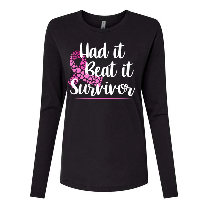 Had It Beat It Survivor Breast Cancer Womens Cotton Relaxed Long Sleeve T-Shirt