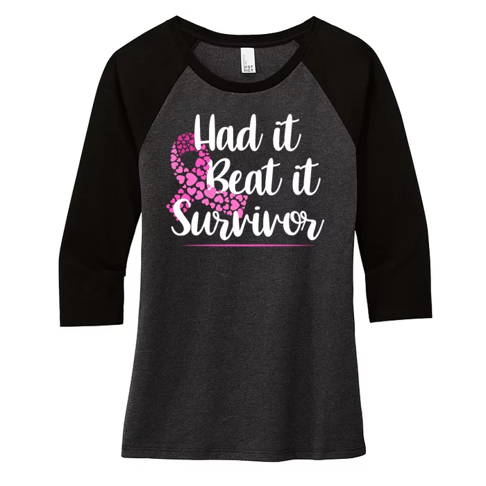 Had It Beat It Survivor Breast Cancer Women's Tri-Blend 3/4-Sleeve Raglan Shirt