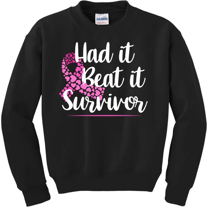 Had It Beat It Survivor Breast Cancer Kids Sweatshirt