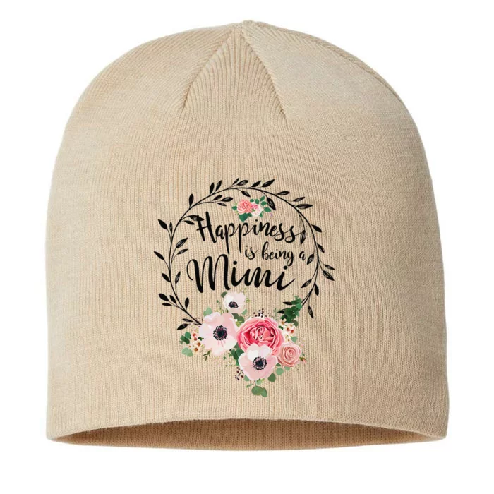 Happiness Is Being A Mimi Floral Decoration 8 1/2in Sustainable Knit Beanie