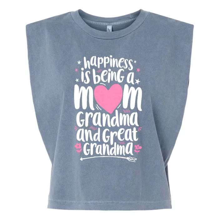 Happiness Is Being A Mom Great Grandma Garment-Dyed Women's Muscle Tee