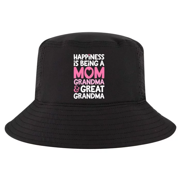 Happiness Is Being A Mom Grandma And Great Grandma Mother Cool Comfort Performance Bucket Hat