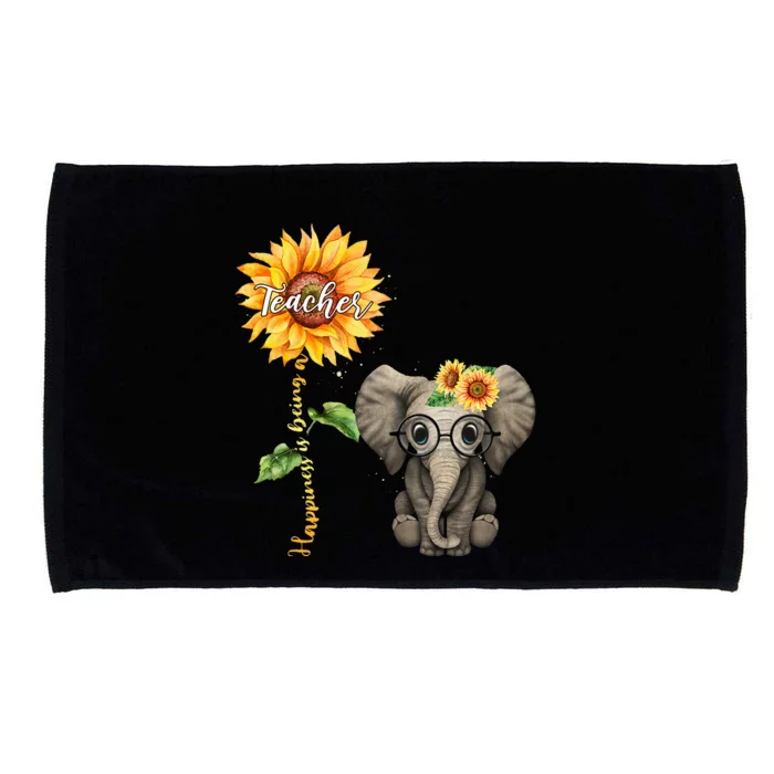 Happiness Is Being A Teacher Sunflower Elephant Hippie Gifts Microfiber Hand Towel