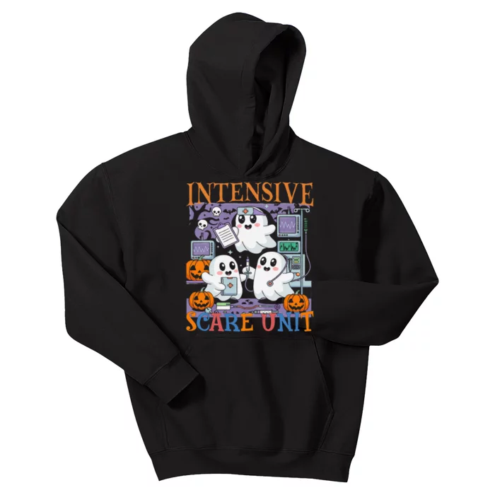 Halloween Intensive Care Scare Unit Ghost Nurse Icu Nursing Kids Hoodie