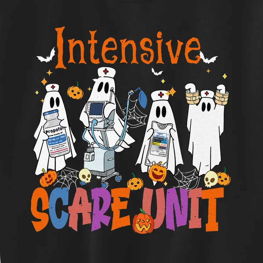 Halloween Intensive Care Scare Unit Ghost Nurse Icu Nursing Kids Sweatshirt