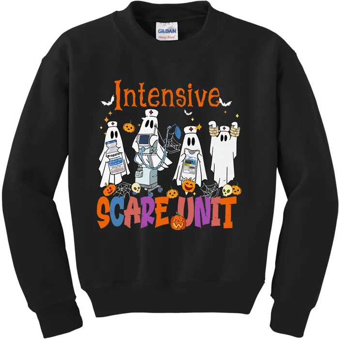 Halloween Intensive Care Scare Unit Ghost Nurse Icu Nursing Kids Sweatshirt