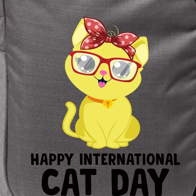 Happy International Cat Day Celebration Graphic Impact Tech Backpack