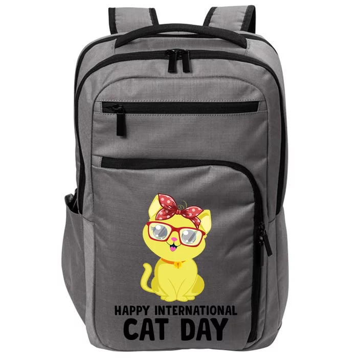 Happy International Cat Day Celebration Graphic Impact Tech Backpack