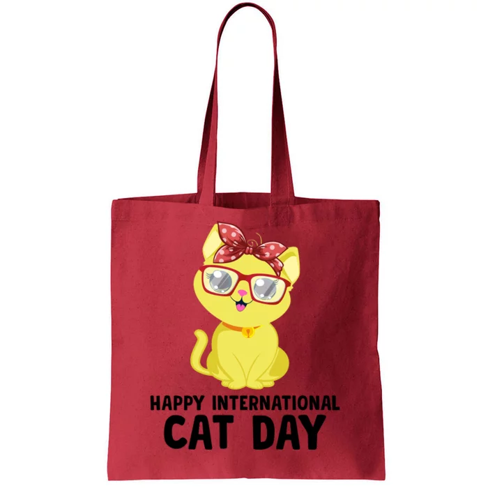 Happy International Cat Day Celebration Graphic Tote Bag