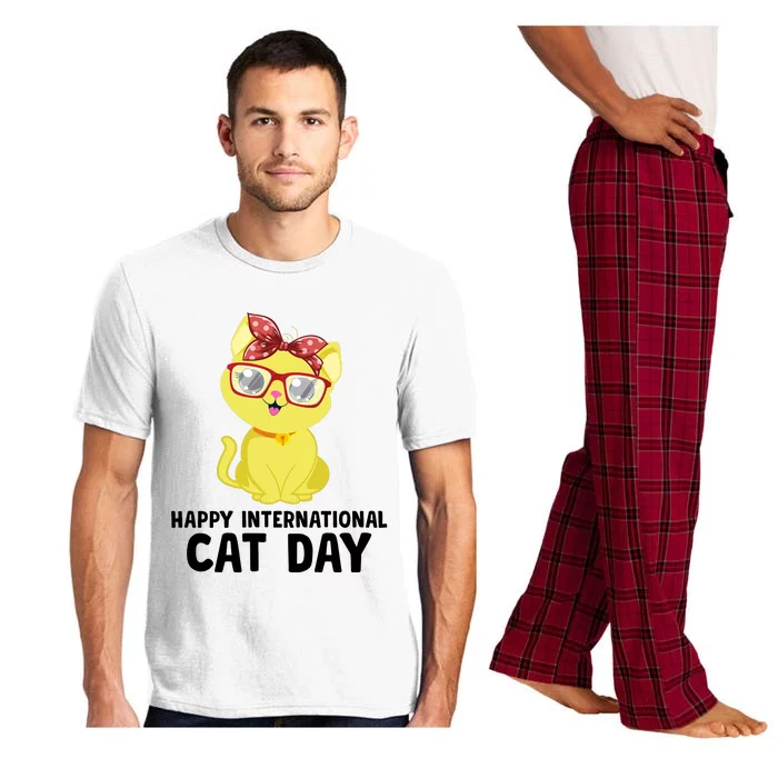 Happy International Cat Day Celebration Graphic Pajama Set