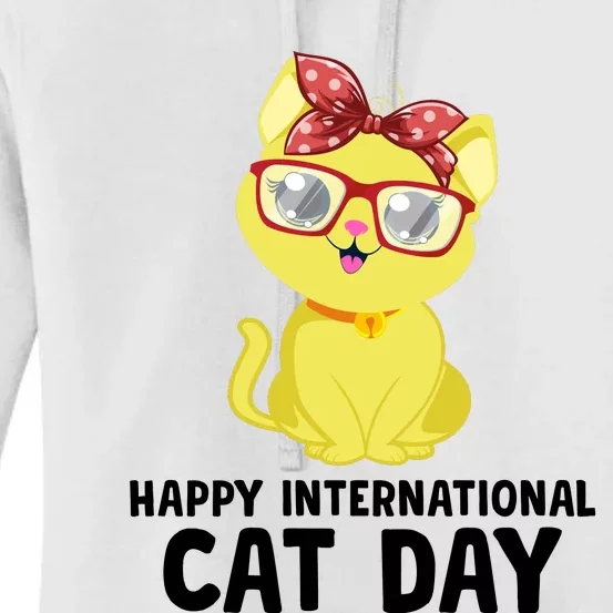 Happy International Cat Day Celebration Graphic Women's Pullover Hoodie