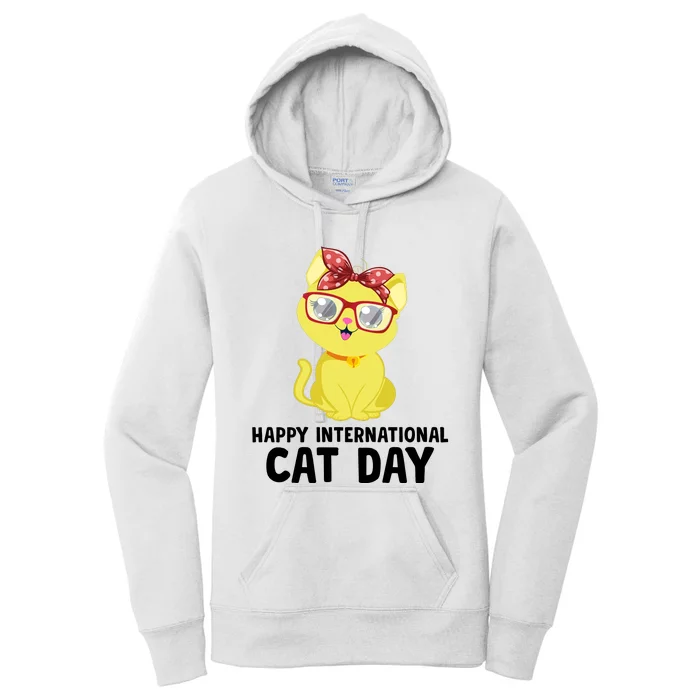 Happy International Cat Day Celebration Graphic Women's Pullover Hoodie