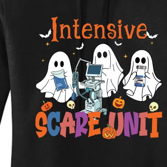 Halloween Intensive Care Scare Unit Ghost Nurse Icu Nursing Women's Pullover Hoodie