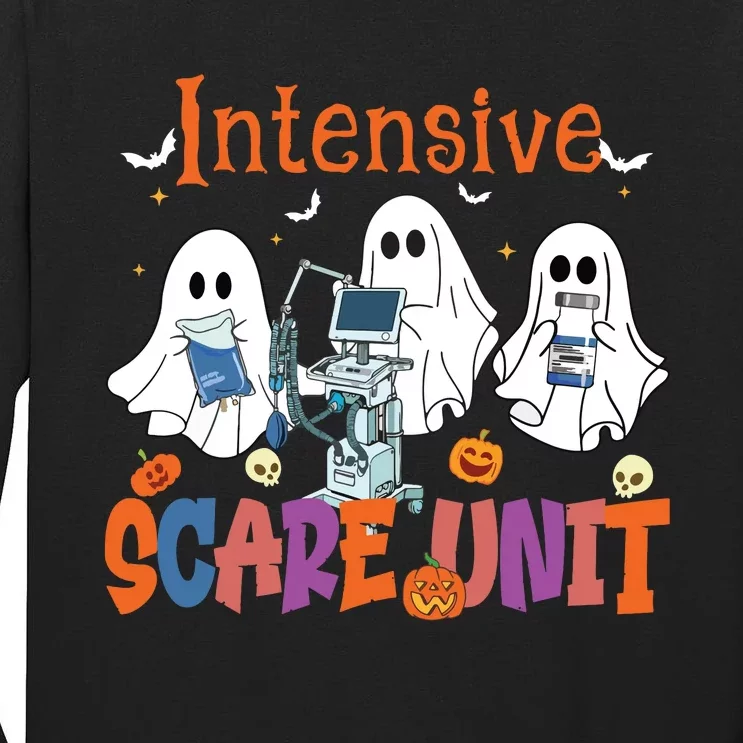 Halloween Intensive Care Scare Unit Ghost Nurse Icu Nursing Tall Long Sleeve T-Shirt