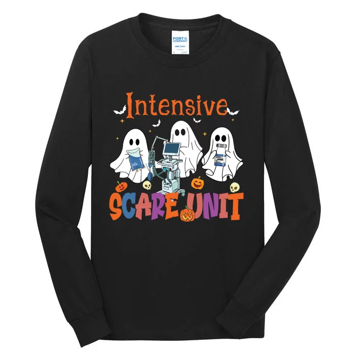 Halloween Intensive Care Scare Unit Ghost Nurse Icu Nursing Tall Long Sleeve T-Shirt