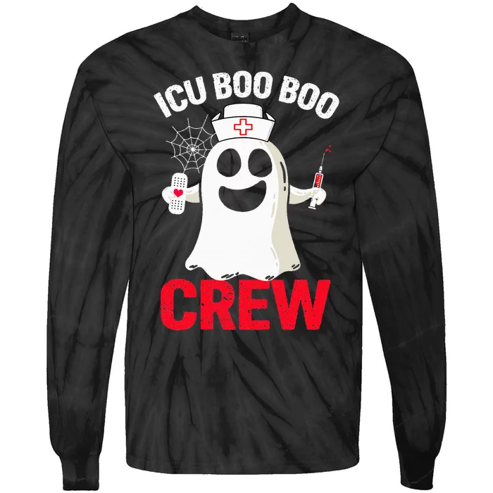 Halloween ICU Costume  ICU Boo Boo Crew Nurse Ghost Tie-Dye Long Sleeve Shirt