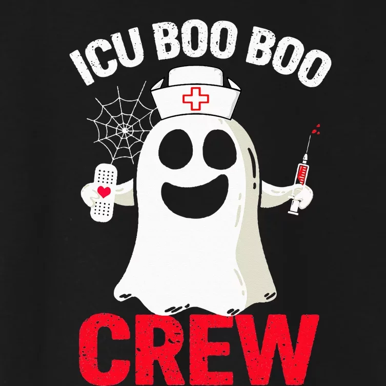 Halloween ICU Costume  ICU Boo Boo Crew Nurse Ghost Women's Crop Top Tee