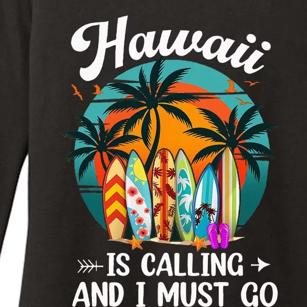 Hawaii Is Calling And I Must Go Hawaiian Surfer Womens CVC Long Sleeve Shirt