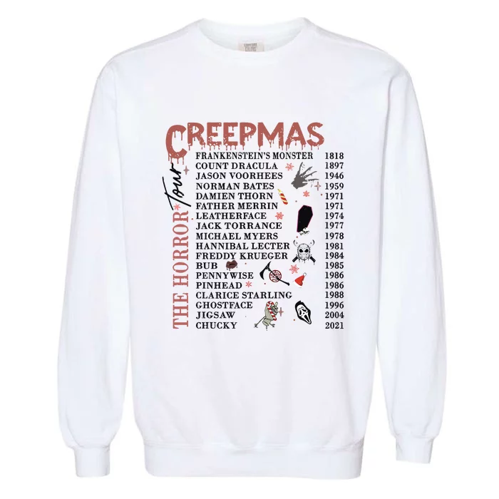 Horror Icons Christmas Creepmas Christmas Horror Goth Garment-Dyed Sweatshirt