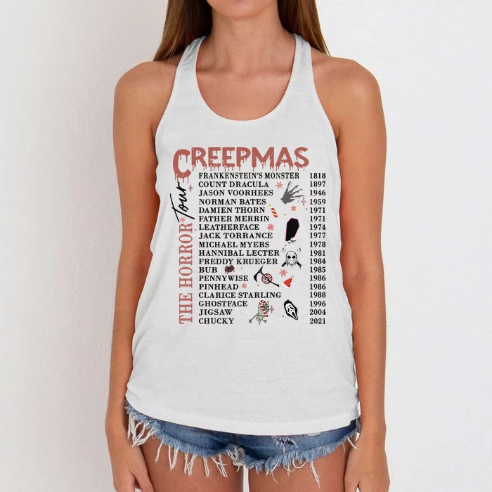 Horror Icons Christmas Creepmas Christmas Horror Goth Women's Knotted Racerback Tank