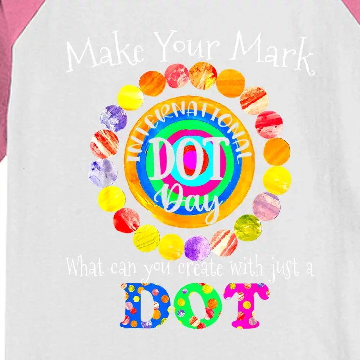 Happy International Dot Day 2024 Colorful Make Your Mark Dot Gift Kids Colorblock Raglan Jersey