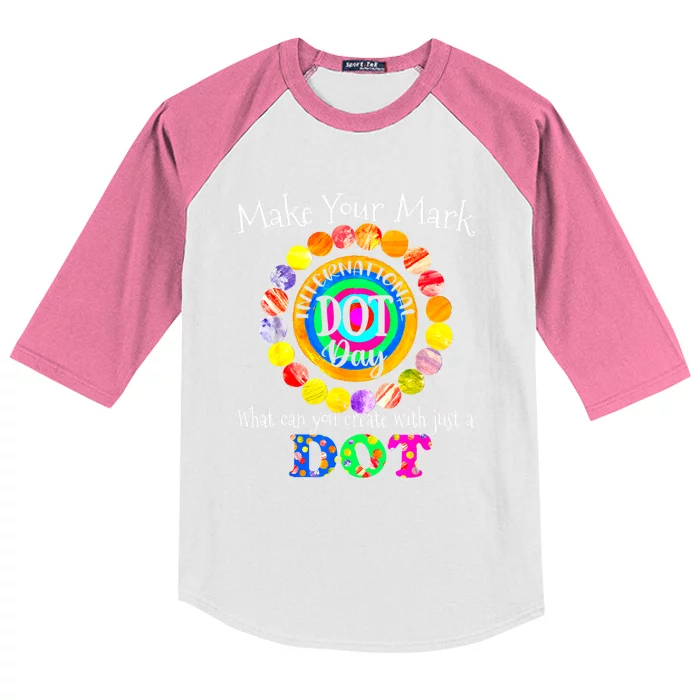 Happy International Dot Day 2024 Colorful Make Your Mark Dot Gift Kids Colorblock Raglan Jersey