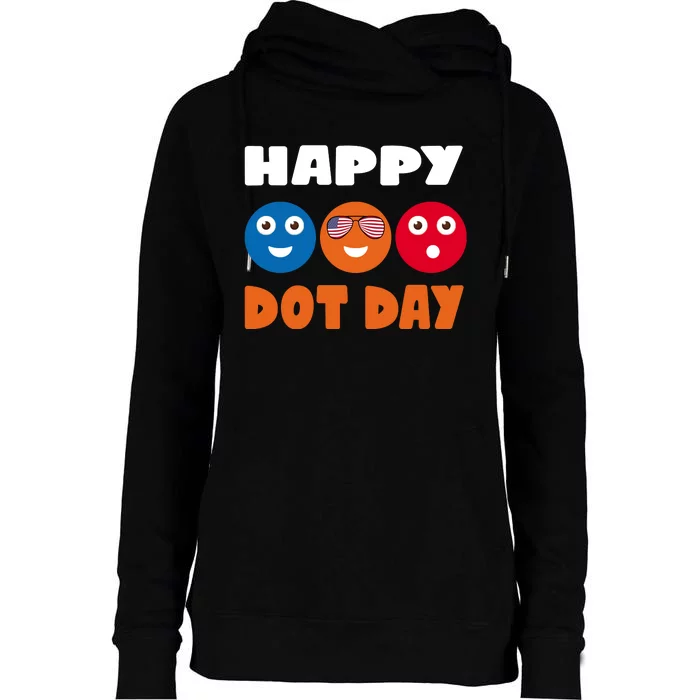 Happy International Dot Day Cute Colorful Dots Womens Funnel Neck Pullover Hood