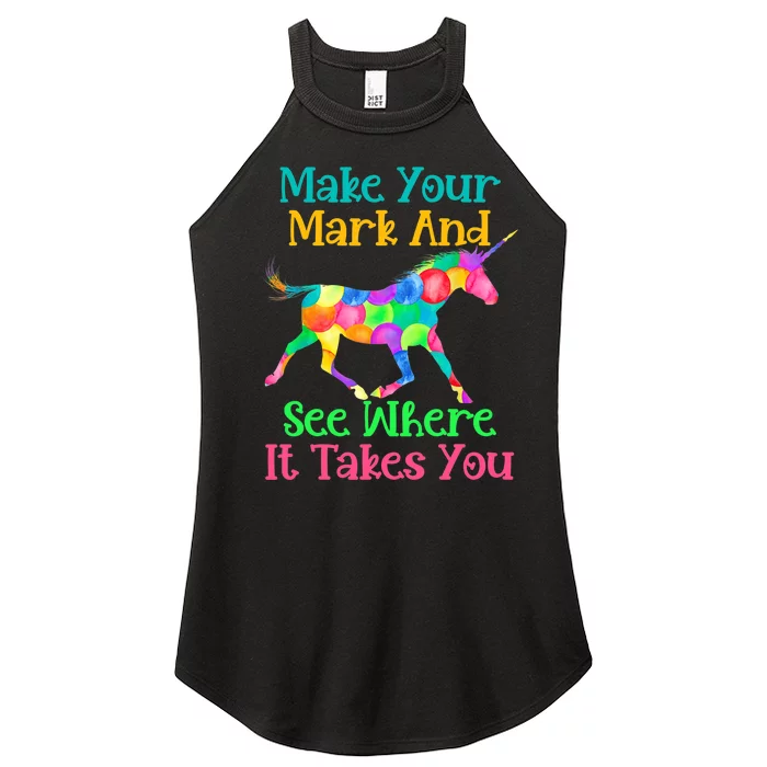 Happy International Dot Day Make Your Mark Funny Colorful Women’s Perfect Tri Rocker Tank