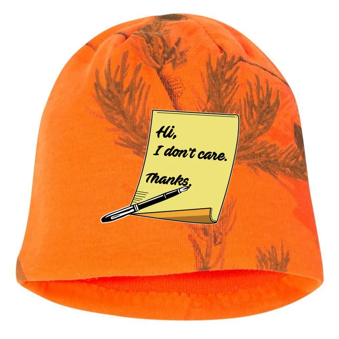 Hi I Don't Care Thanks Funny Sarcastic Cool Gift Kati - Camo Knit Beanie