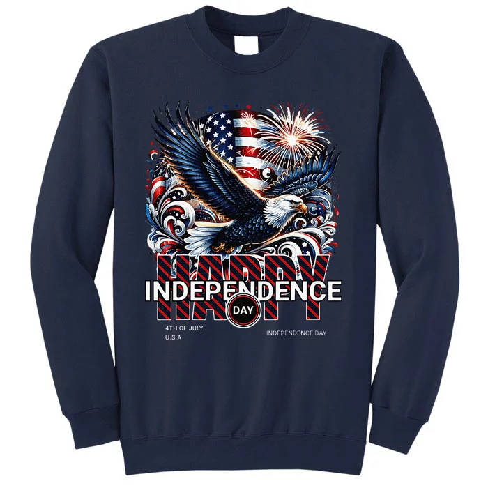 Happy Independence Day America 4th July Patriotic Usa Eagle Tall Sweatshirt