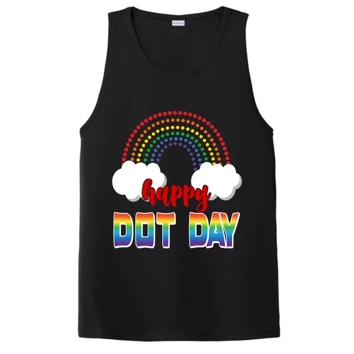 Happy International Dot Day Rainbow Clouds Performance Tank