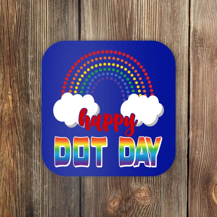 Happy International Dot Day Rainbow Clouds Coaster