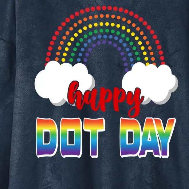 Happy International Dot Day Rainbow Clouds Hooded Wearable Blanket