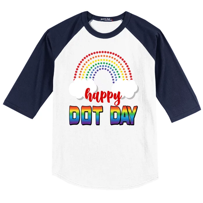 Happy International Dot Day Rainbow Clouds Baseball Sleeve Shirt