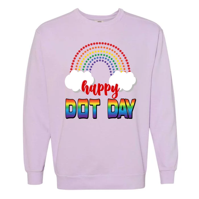 Happy International Dot Day Rainbow Clouds Garment-Dyed Sweatshirt