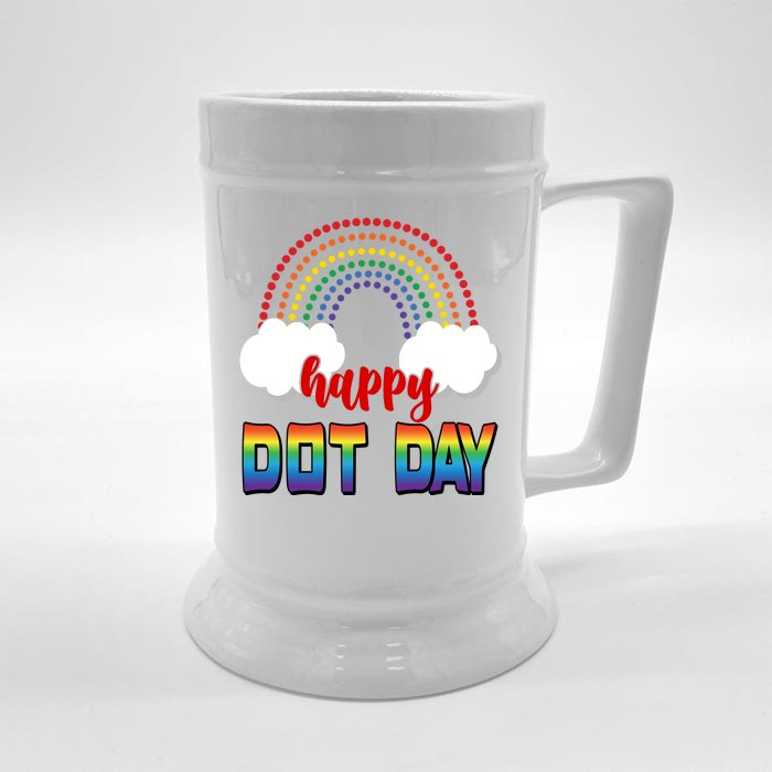 Happy International Dot Day Rainbow Clouds Front & Back Beer Stein