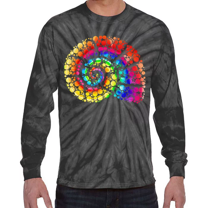 Happy International Dot Day Colorful Seashell Dots Gift Tie-Dye Long Sleeve Shirt