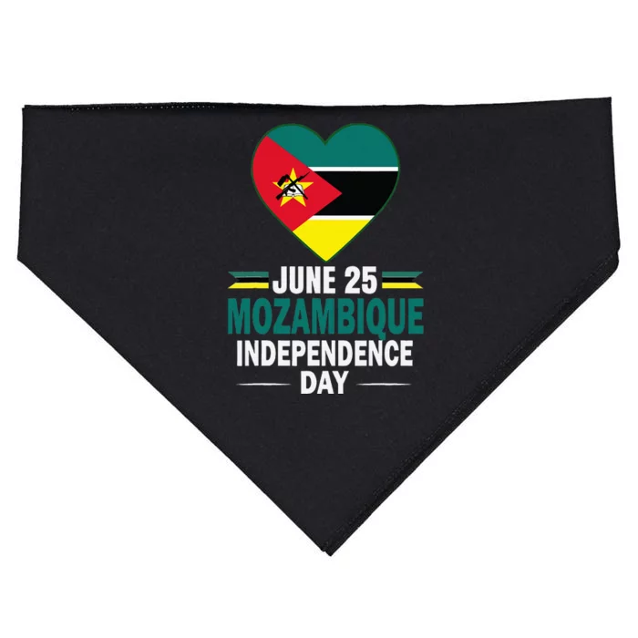 Happy Independence Day Mozambique Mozambican Flag Heart USA-Made Doggie Bandana