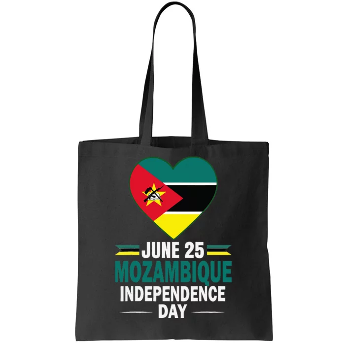 Happy Independence Day Mozambique Mozambican Flag Heart Tote Bag