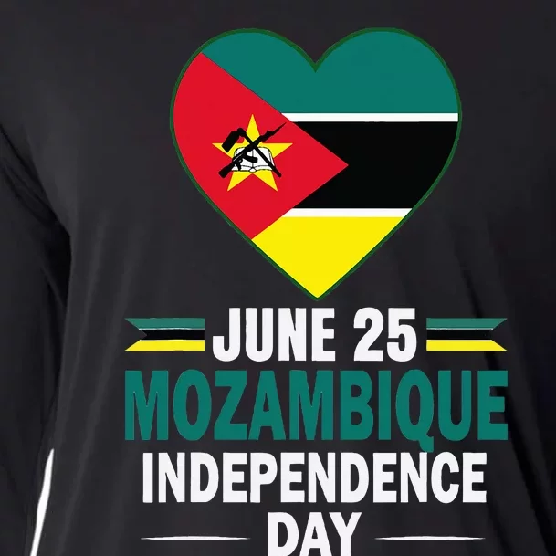 Happy Independence Day Mozambique Mozambican Flag Heart Cooling Performance Long Sleeve Crew