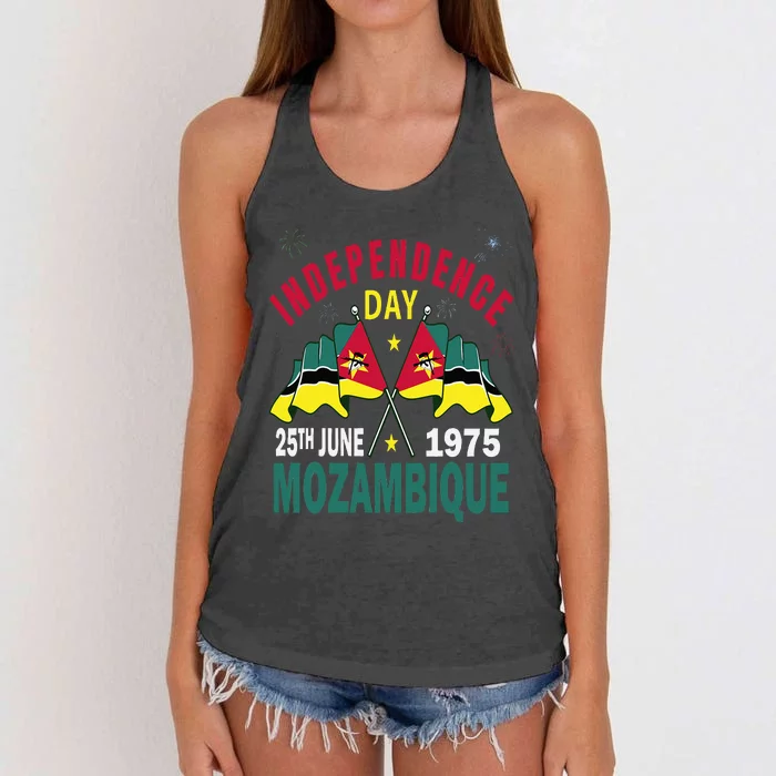 Happy Independence Day Mozambique Mozambican Flag Women's Knotted Racerback Tank