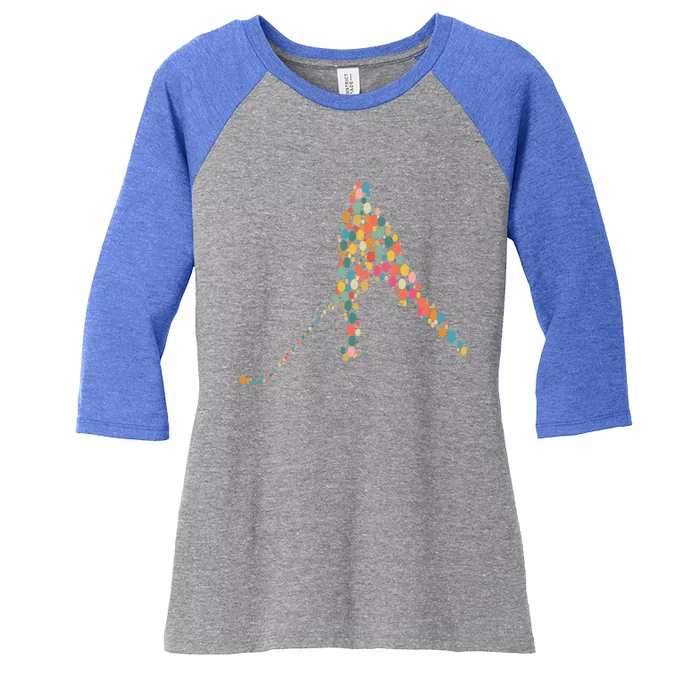 Happy International Dot Day Polka Dot Hockey Player Lover Gift Women's Tri-Blend 3/4-Sleeve Raglan Shirt