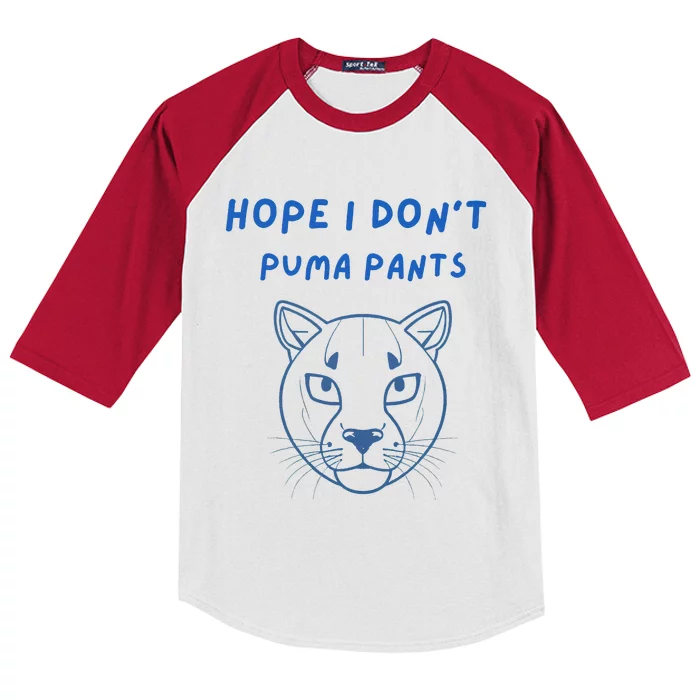 Hope I Dont Pants Funny Cat Pun Kids Colorblock Raglan Jersey