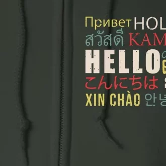 Hello In Different Languages ELL English Language Learning Full Zip Hoodie